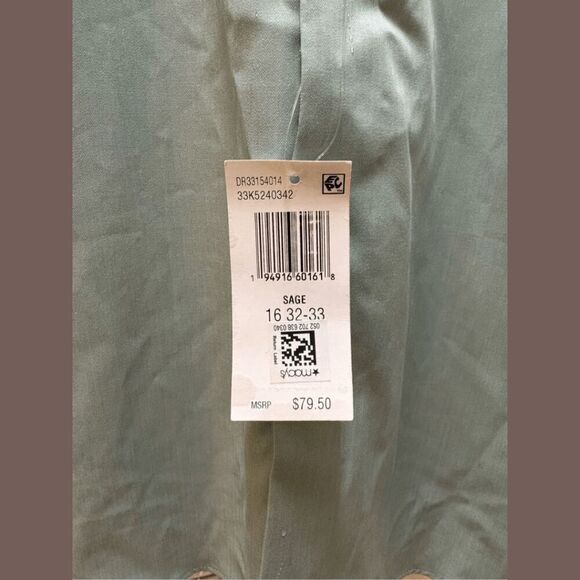 NWT Calvin Klein Steel+ Men’s Sage Solid Dress Shirt L - Picture 4 of 4